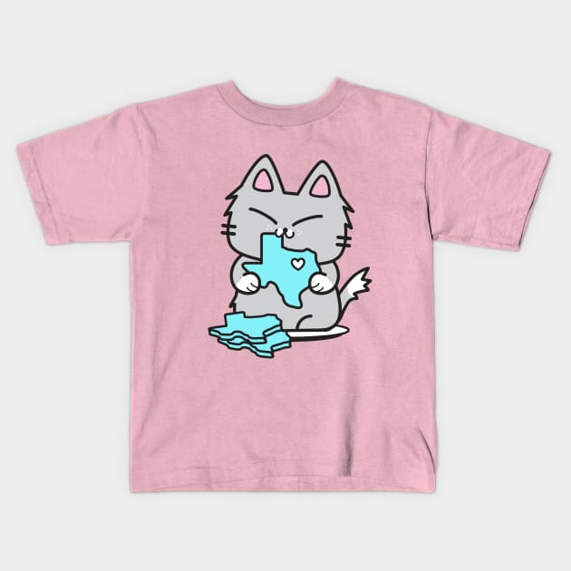 Texas Cookie Cat Kids T-Shirt by plattercats